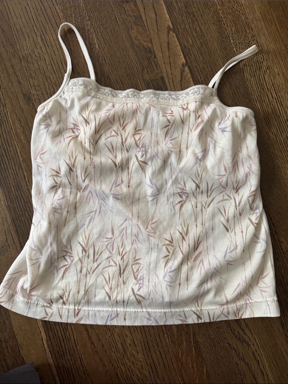 Jockey Cream Floral Lace-Trim Camisole with Adjustable Straps